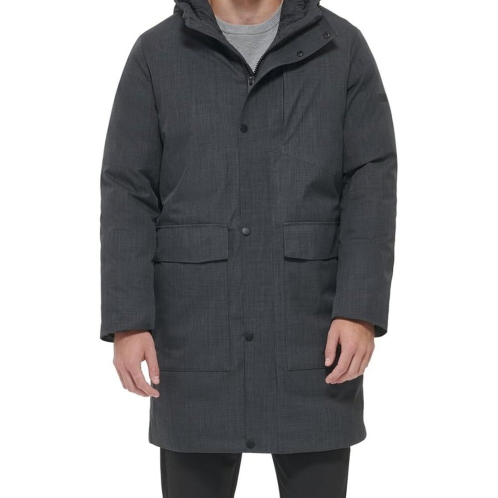 DKNY Men's Charcoal Gray Hooded Parka Water Resistant Coat XXL NWT $325